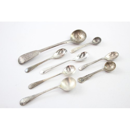 407 - 8 x Antique / Vintage Hallmarked .925 STERLING SILVER Condiment Spoons (43g)