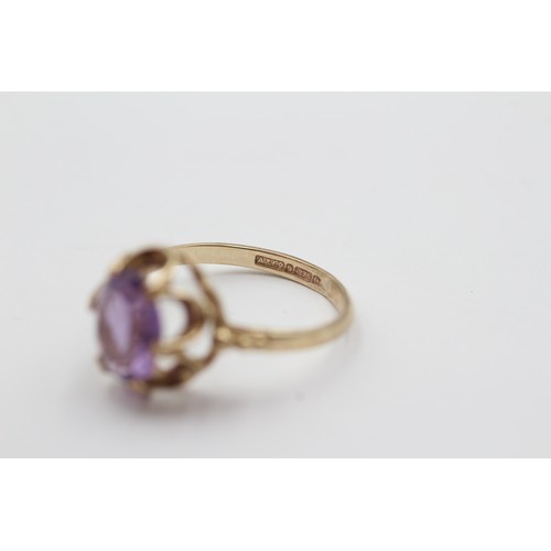 426 - 9ct Gold Vintage Amethyst Buttercup Setting Ring (2.1g) - Size M