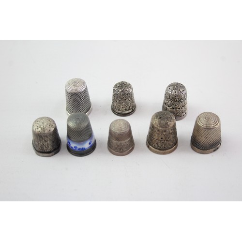 469 - 8 x Antique / Vintage .925 STERLING SILVER Thimbles Inc Charles Horner Etc (30g)