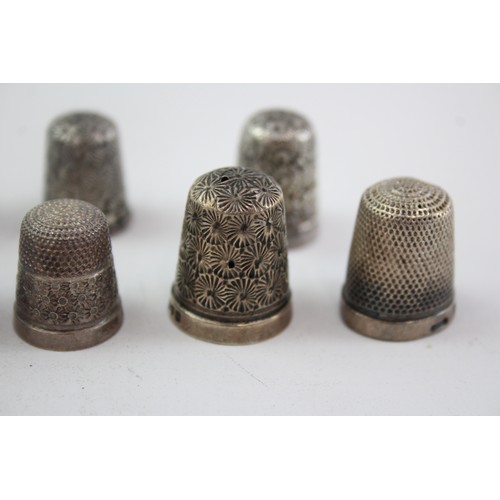 469 - 8 x Antique / Vintage .925 STERLING SILVER Thimbles Inc Charles Horner Etc (30g)