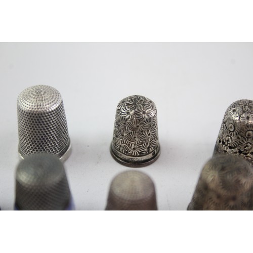 469 - 8 x Antique / Vintage .925 STERLING SILVER Thimbles Inc Charles Horner Etc (30g)