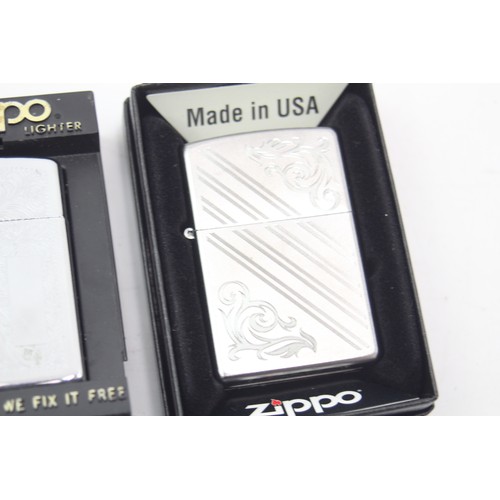 479 - 3 x Assorted ZIPPO Cigarette Lighters inc Tribal, Steel, Boxed etc