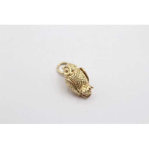 480 - 9ct Gold Fine Owl Charm (1.6g)