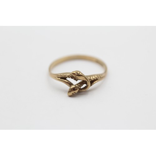 490 - 9ct Gold Intertwined Snakes Statement Ring (1.4g) - Size N