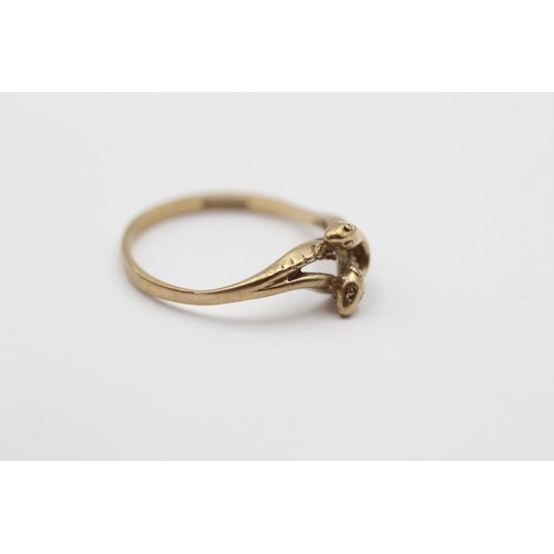 490 - 9ct Gold Intertwined Snakes Statement Ring (1.4g) - Size N