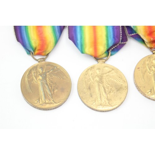 491 - 3x WW1 Victory Medals & Original Ribbons, Pte Kerrigan RW Fus, Dvr Cartwright RA