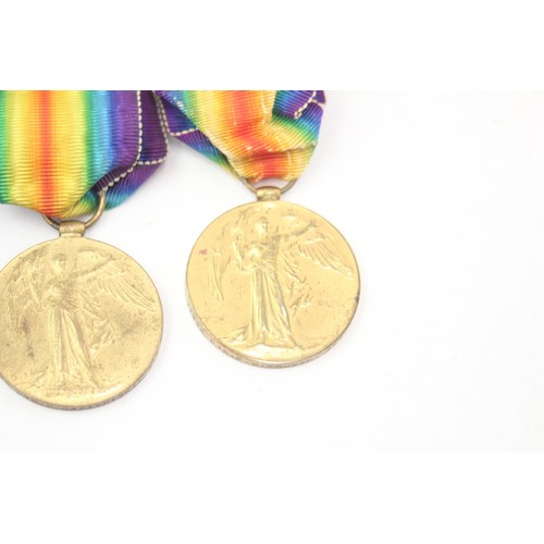 491 - 3x WW1 Victory Medals & Original Ribbons, Pte Kerrigan RW Fus, Dvr Cartwright RA