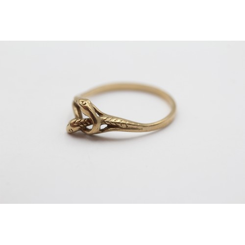 490 - 9ct Gold Intertwined Snakes Statement Ring (1.4g) - Size N