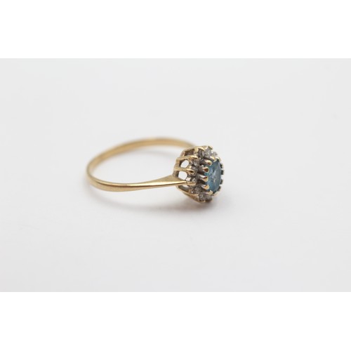 500 - 9ct White And Yellow Gold Topaz And Diamond Halo Cluster Dress Ring (1.2g) - Size L