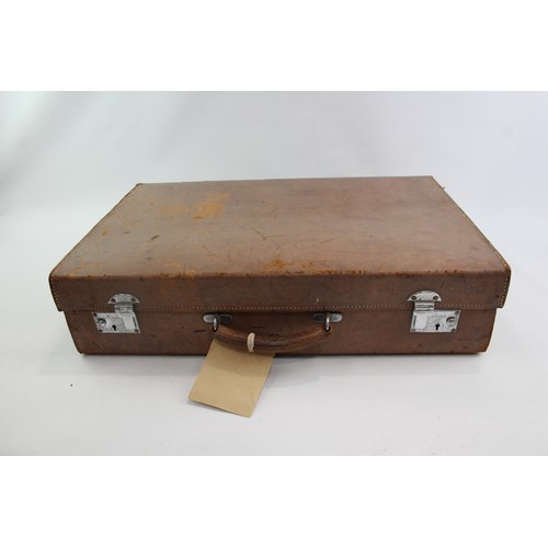 542 - Vintage Suitcase with Opening Front Compartment, Latches & Handle