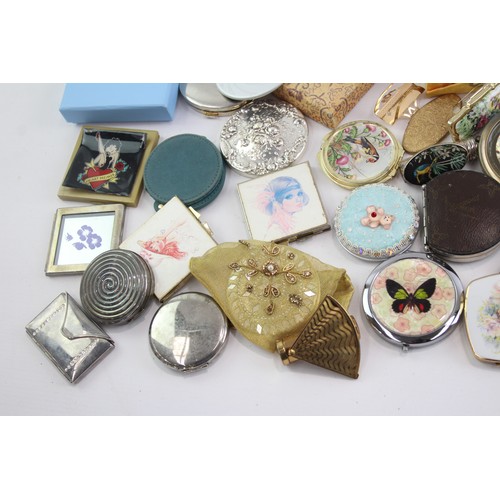 543 - 35 x Assorted Ladies Vanity MIRRORS Inc Vintage, Compact, Lip Mirrors, KIGU etc