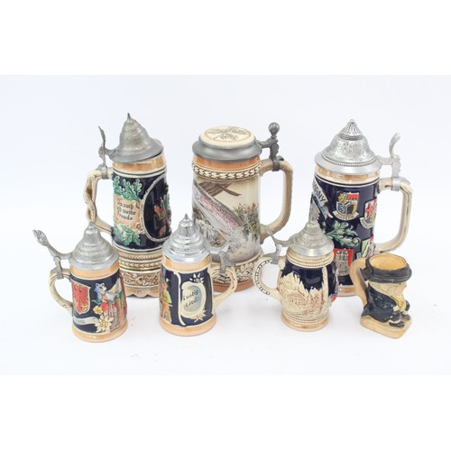 553 - 7 x Vintage BREWERIANA Ceramics Inc Steins, Toby Jug, Fishing Motif, Etc