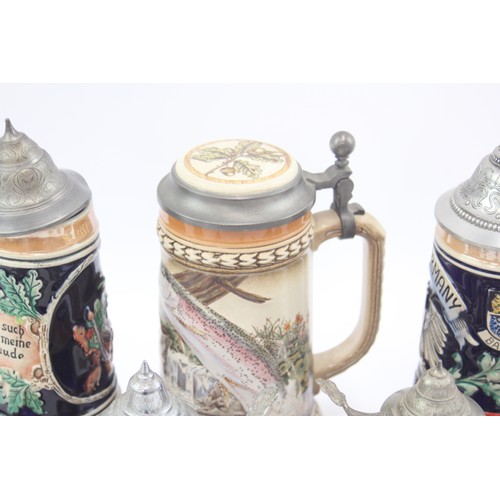 553 - 7 x Vintage BREWERIANA Ceramics Inc Steins, Toby Jug, Fishing Motif, Etc