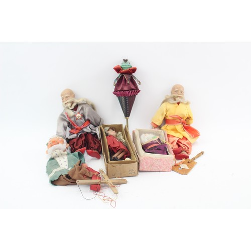 554 - 6 x Vintage Puppets & Dolls Inc Boxed Picot Puppet, South Asian Dolls Etc