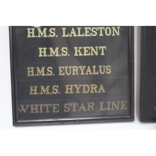 558 - 2 x Framed Lots of Navy Cap Tallies Inc Ark Royal, White Star Line, Etc