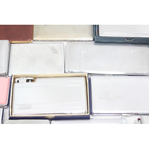 563 - 20 x Assorted Vintage TOBACCIANA Cigarette Cases inc Silver Plate, Engraved etc