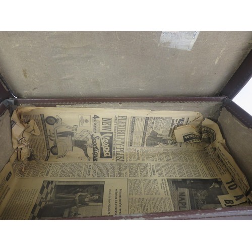 189 - TWO BROWN LEATHER VINTAGE SUITCASES