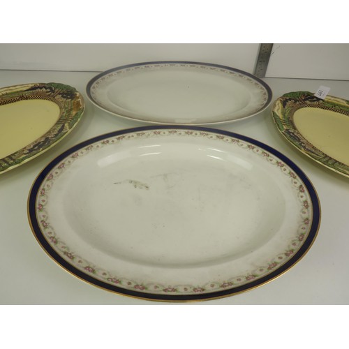 197 - FOUR LARGE OVAL PLATES, 2 x MYOTT AND SONS AND 2 x BLEUDE ROI, ALFRED MEAKIN