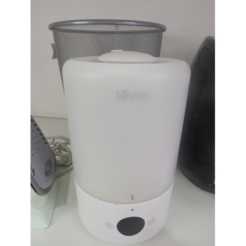 329 - LARGE OFFICE WASTE BIN, TOWER FRYER, HUMIDIFIER, TEFAL IRON