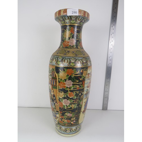 290 - JAPANESE ORIENTAL SATSUMA WARE VASE HEIGHT - 61cms