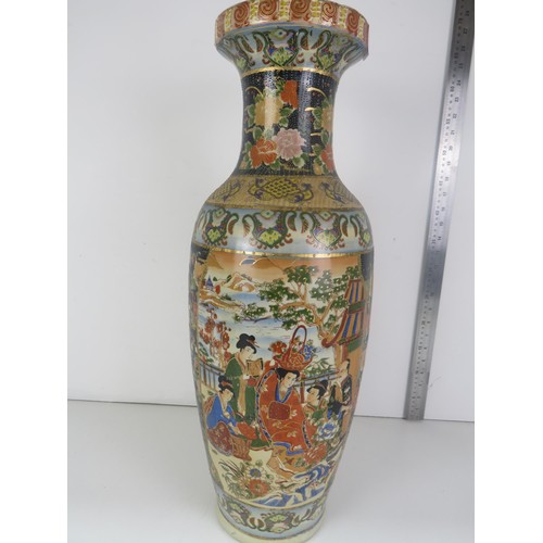 290 - JAPANESE ORIENTAL SATSUMA WARE VASE HEIGHT - 61cms