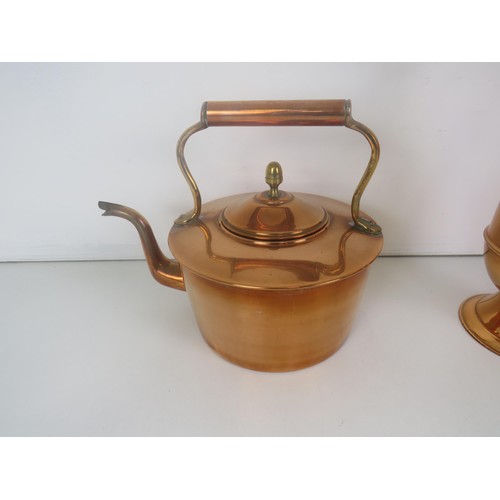 348 - TWO COPPER KETTLES AND A COPPER EWER