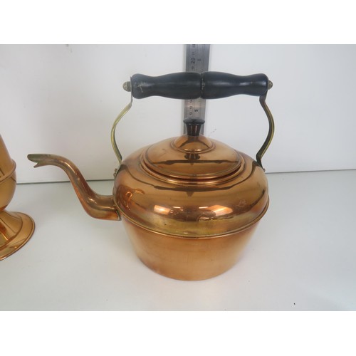 348 - TWO COPPER KETTLES AND A COPPER EWER