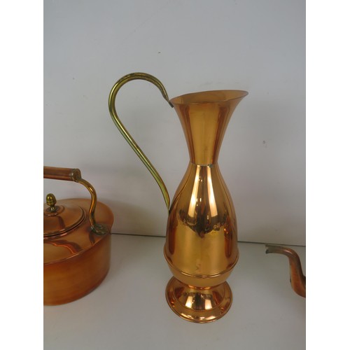 348 - TWO COPPER KETTLES AND A COPPER EWER