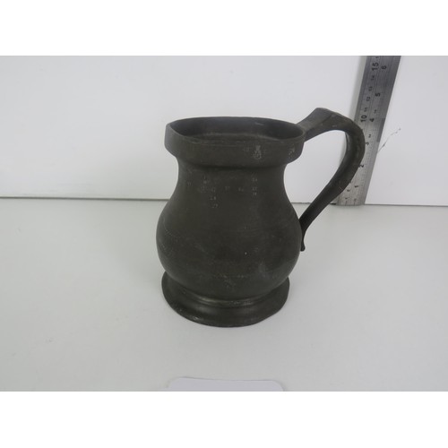 350 - ANTIQUE PEWTER GILL MEASURE TANKARD