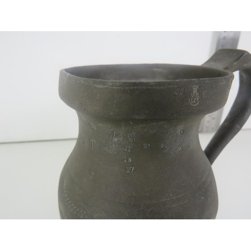 350 - ANTIQUE PEWTER GILL MEASURE TANKARD