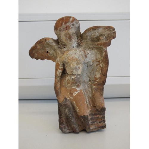 271 - TERRACOTTA ANGEL FIGURINE WITH METAL HANGING HOOP ON THE BACK - height 12cms