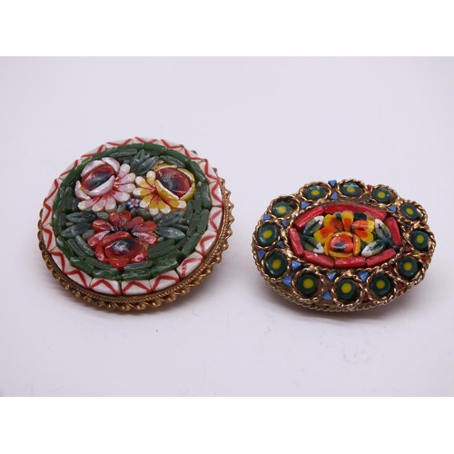 244 - TWO ITALIAN MICRO MOSAIC BROOCHES BOTH IN GOOD CONDITION