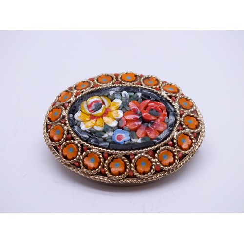 254 - ITALIAN MICRO MOSAIC BROOCH 4cms x 3cms