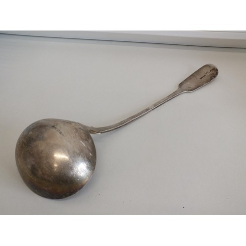 377 - GEORGIAN STERLING SILVER LADLE - 1834 WILLIAM ESTERBROOK LONDON HALLMARK, weight approx 240g