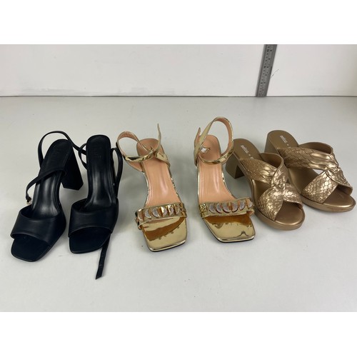 396 - 2 x PAIRS OF BRAND NEW SIZE 6 SHOES AND MULES, PLUS A PAIR OF BLACK SHOES