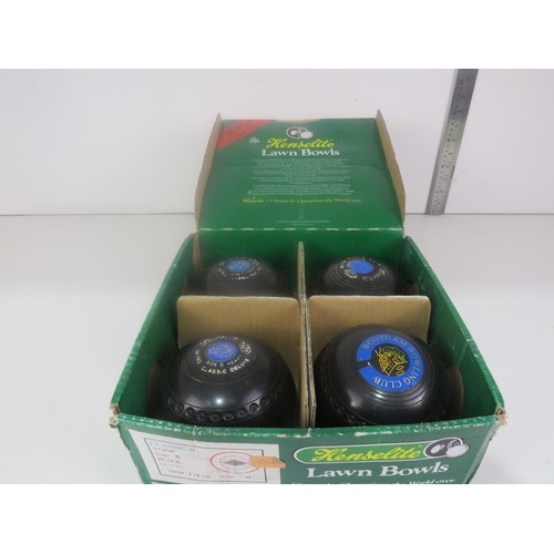 356 - BOXED SET OF 4 HENSELITE LAWN BOWLS