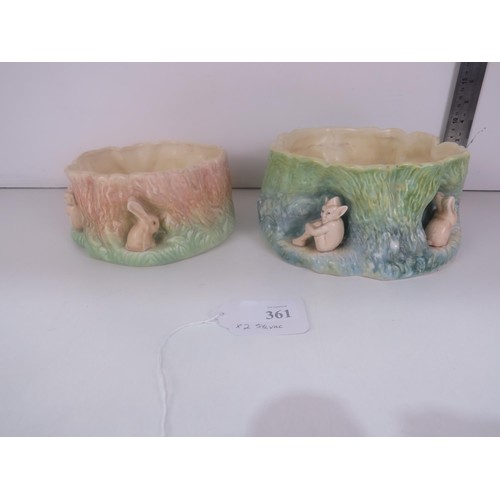 361 - TWO SYLVAC PIXIE AND RABBIT PLANTERS