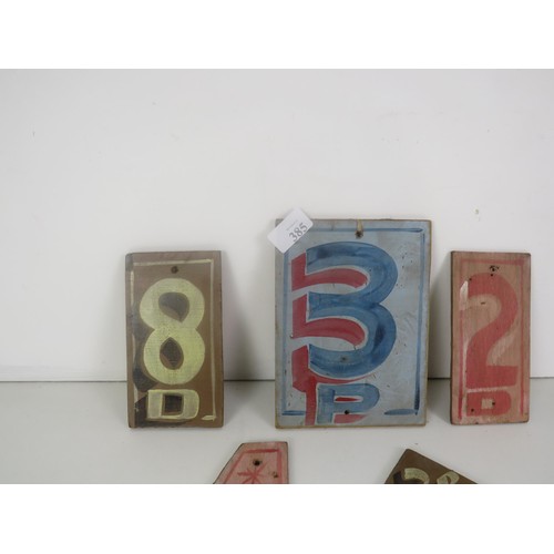 385 - 5 x SMALL HAND PAINTED FAIRGROUND SIGNS