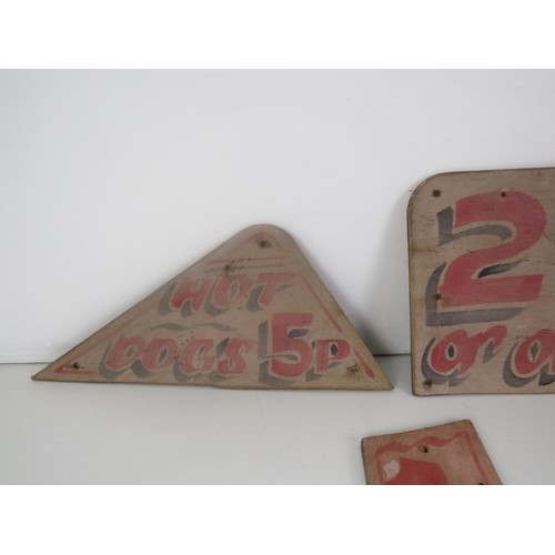 386 - 5 x SMALL HAND PAINTED FAIRGROUND SIGNS