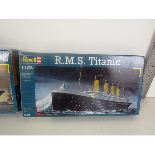 120 - TWO REVELL SCALE MODEL KITS TITANIC AND QUEEN ELIZABETH