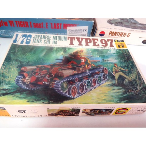 123 - 6 x SCALE MODEL TANK MODEL KITS AND SPITFIRES INCLUDES AIRFIX