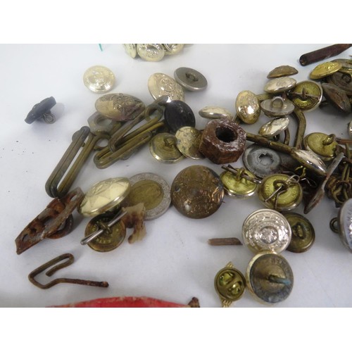 124 - MILITARY BUTTONS, CAP BADGES AND COINS