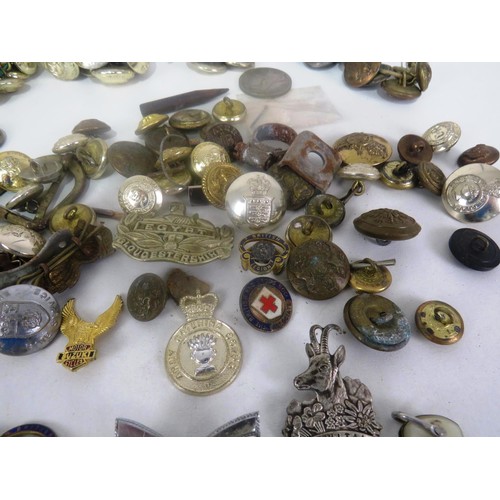 124 - MILITARY BUTTONS, CAP BADGES AND COINS