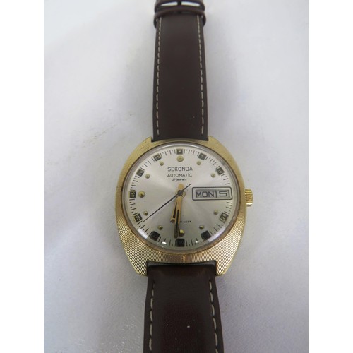 137 - SEKONDA AUTO-DATE WATCH - WORKING ORDER