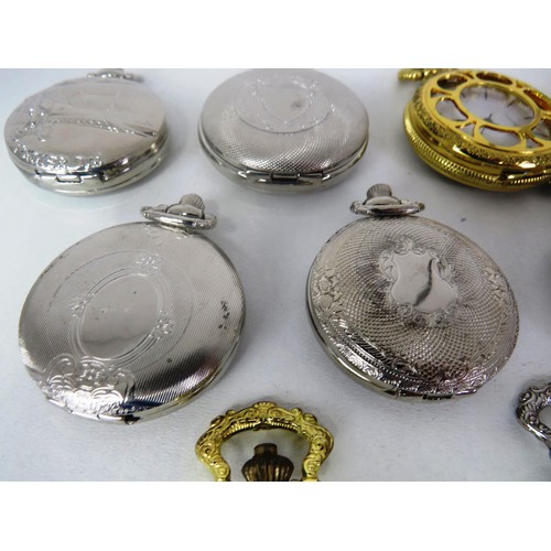 138 - 10 x QUARTZ POCKET WATCHES LIKE NEW- NEEDS BATTERY