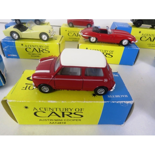 58 - 14 x HACHETTE SPECIAL EDITION- A CENTURY OF CARS ALL BOXED INCLUDES AUSTIN A35, LAND ROVER, MINI COO... 