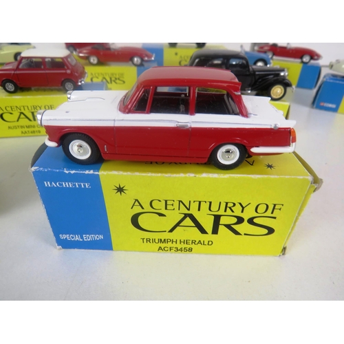 58 - 14 x HACHETTE SPECIAL EDITION- A CENTURY OF CARS ALL BOXED INCLUDES AUSTIN A35, LAND ROVER, MINI COO... 