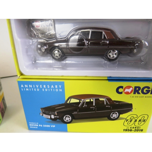 74 - 4 x BOXED VANGAURDS DIECAST 1/43 SCALE VAXHAUL PA CRESTA, AUSTIN A40 VAN LAND ROVER 2 ROVER P6 3500 ... 