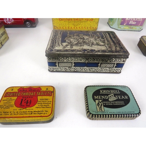 152 - VINTAGE TINS INCLUDES BARLEY SUGAR, OXO, JOHN BULL  ETC