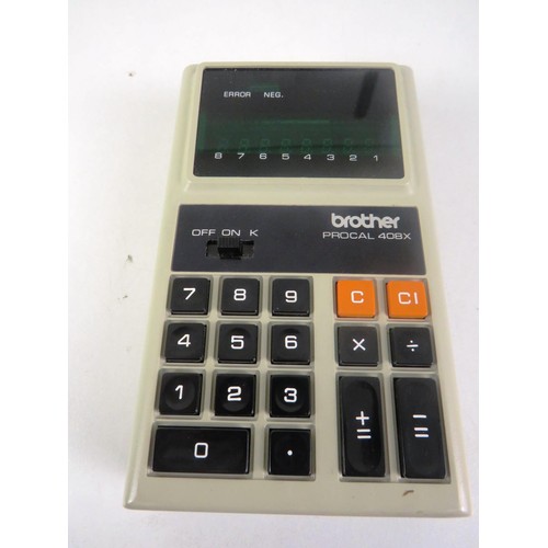 252 - BROTHER PROCAL 408 x RARE VINTAGE CALCULATOR COMPLETE WITH INSTRUCTIONS AC ADAPTER AND CASE IN VERY ... 